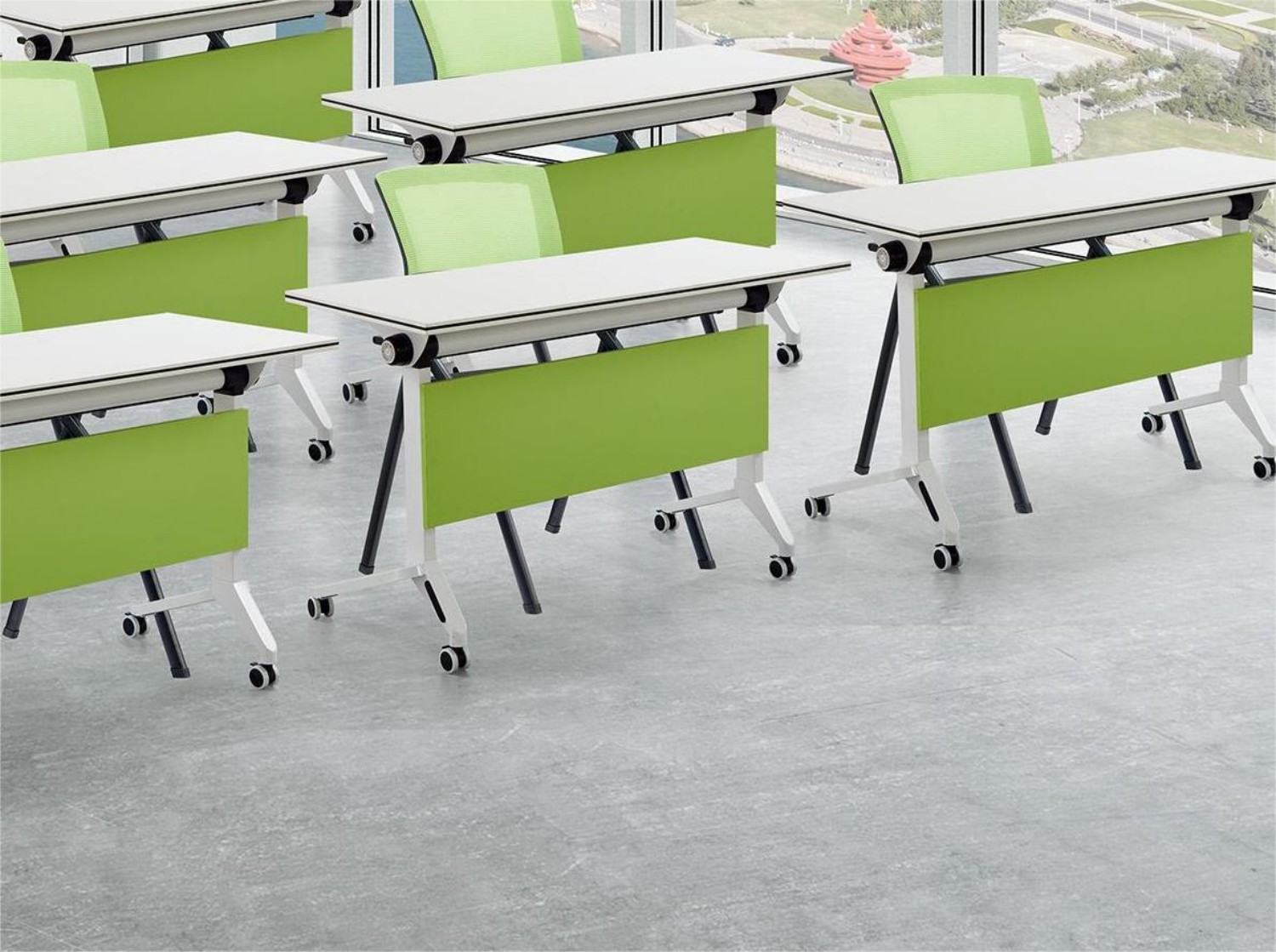 Multifunctional Folding Conference Table with Wheels (4)