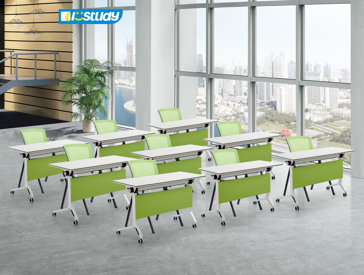 Multifunctional Folding Conference Table with Wheels (1)